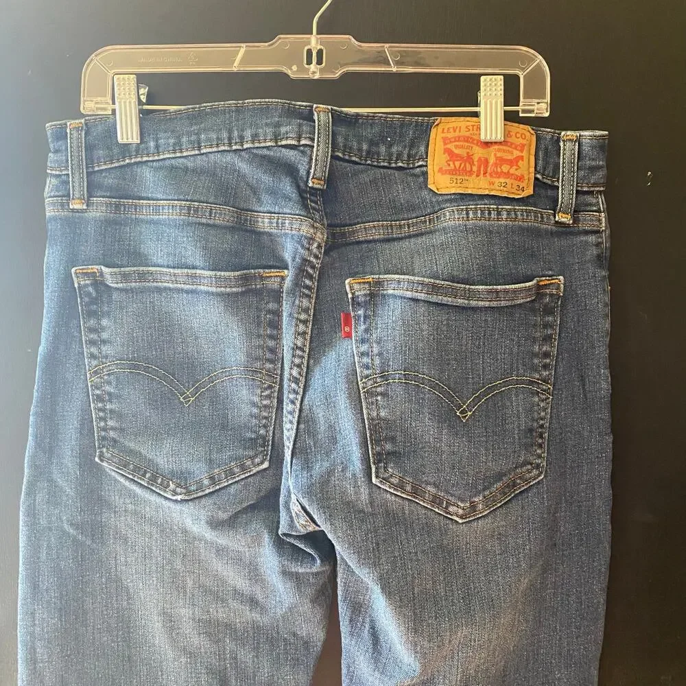 Levi's 512 Jeans Medium Dark Wash blue Men's Size 32 x 34 Slim Taper Jeans